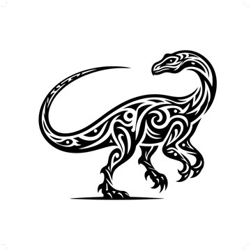 recommend clip art: Brachiosaurus in modern tribal tattoo, abstract line art of people, minimalist contour. Vector
