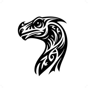 recommend clip art: Brachiosaurus in modern tribal tattoo, abstract line art of people, minimalist contour. Vector