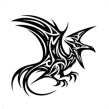 recommend clip art: Pteranodon in modern tribal tattoo, abstract line art of people, minimalist contour. Vector