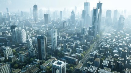 View of City on high tower - obrazy, fototapety, plakaty
