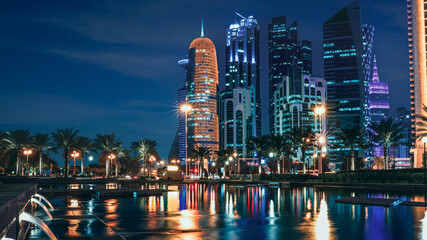 The Panoramic skyline of Doha, Qatar