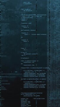 Coding on the screen glitch effect vertical video