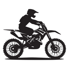  retro vintage dirt bike silhouette black and white illustration, Dirtbike Stunt Silhouettes,  Dirtbike Silhouette Scene, Retro Dirtbike Vector Art, Dirtbike Racing Illustration