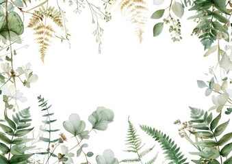 Watercolor leaf background. Watercolor leaves isolated on white background. Organic and natural concept.