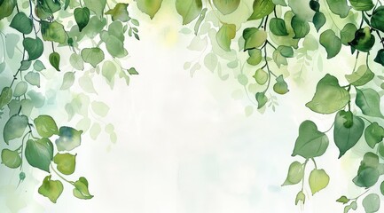 Watercolor leaf background. Watercolor leaves isolated on white background. Organic and natural concept.