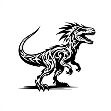 recommend clip art: raptor in modern tribal tattoo, abstract line art of people, minimalist contour. Vector
