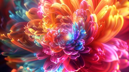 Abstract flower petals swirling in a whirlwind of vibrant colors, creating a dynamic and captivating visual spectacle.