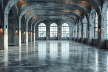 Arched hallway with industrial charm
