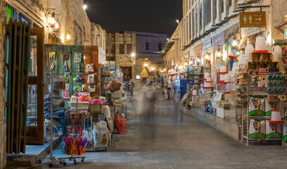 Qatar traditional market souq waqif at night .one of the important tourist destination in qatar.