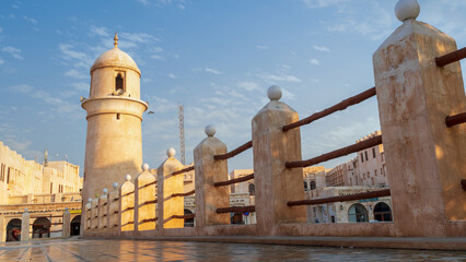 minaret of a old mosque at souq waqif