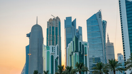 The Panoramic skyline of Doha, Qatar