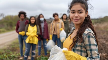 Community Cleanup: Diverse Group of Young People Dedicated to Environmental Health