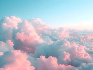 Aerial view of fluffy pink clouds against blue sky