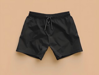 Black shorts mockup on neutral background