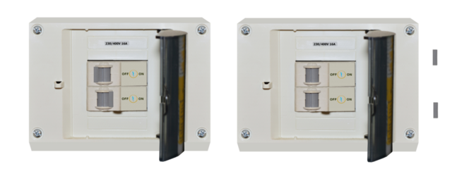Power fuses 230-400V 16A - turn the power off or on (you can install fuses on or off) - on isolated transparent background.