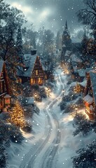 Snowy Christmas Village: Festive Holiday Scene
