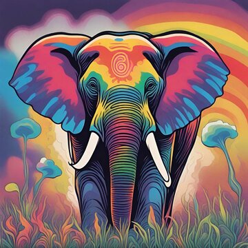 Elefante Colorido feito em IA.