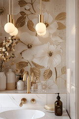 Glamorous Blooms: Modern Floral Bathroom Oasis