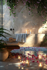 Serenity Spa: Luxurious Bathroom Oasis with Floral-Scented Candles