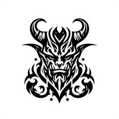 ogre in modern tribal tattoo, abstract line art of people, minimalist contour. Vector