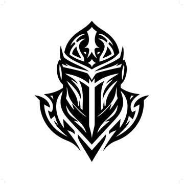 recommend clip art: knight in modern tribal tattoo, abstract line art of people, minimalist contour. Vector