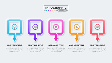 Vector business arrow infographic presentation design template with 5 steps or options
