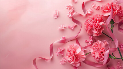 カーネーション 母の日 ピンク背景 