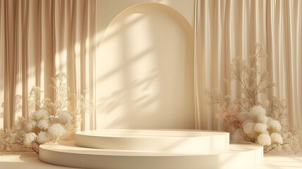 luxury abstract elegant Platform podium background shapes and curtains Geometric product show