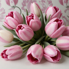 Pink Tulips Floral Wallpaper