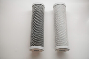 Dirty and clean carbon filter for the reverse osmosis system on the table