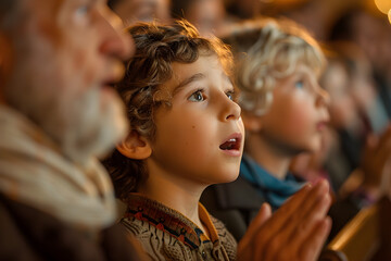 Families join in song and prayer during the rosh hashanah synagogue service, creating a spiritual and communal experience.