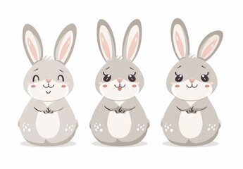 Fototapeta premium Cute bunnies: adorable bunny art featuring chubby cheeks, expressive eyes. Easter-themed content