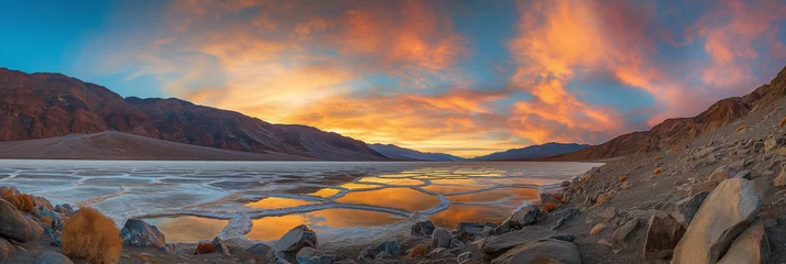 Fotobehang Golden Sunset Over Death Valley National Park, California © Pierre Villecourt