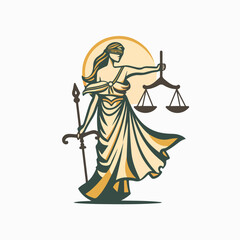Lady justice in cartoon, doodle style. Image for t-shirt, web, mobile apps and ui. Isolated 2d vector illustration in logo, icon, sketch style, Eps 10. AI Generative