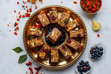 Dry fruit barfi on white background, a traditional Indian treat