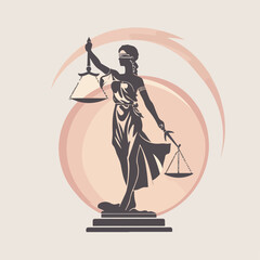 Lady justice in cartoon, doodle style. Image for t-shirt, web, mobile apps and ui. Isolated 2d vector illustration in logo, icon, sketch style, Eps 10. AI Generative - obrazy, fototapety, plakaty