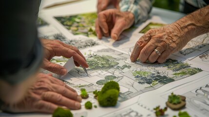 person in the garden with tools, a landscape architect planning and designing a park, sketching out blueprints and envisioning green spaces for community enjoyment photograph