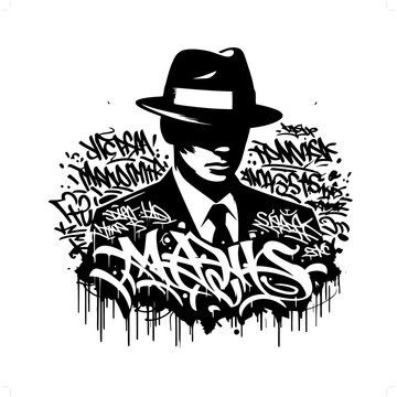 recommend clip art: mafia; gangster silhouette, people in graffiti tag, hip hop, street art typography illustration.