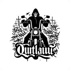 gangster; outlaw silhouette, people in graffiti tag, hip hop, street art typography illustration.