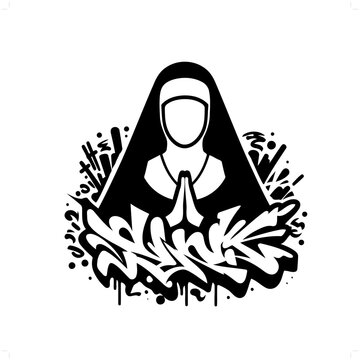 recommend clip art: nun silhouette, people in graffiti tag, hip hop, street art typography illustration.