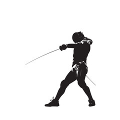 Vector silhouette of a fencing sports person. Flat cutout icon