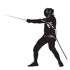 Vector silhouette of a fencing sports person. Flat cutout icon