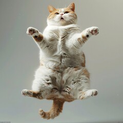 Fat Cute Cat Lifestyle  Joking Around, Having Accidents, and Having Fun - obrazy, fototapety, plakaty