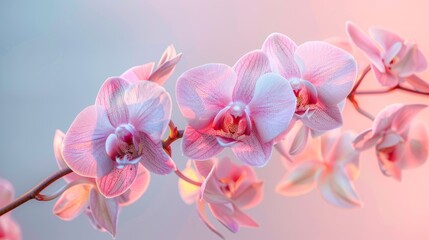Elegant orchid flowers in full bloom on a beautiful tree branch in natural setting