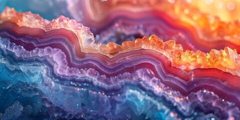 Colorful Geode Crystal Patterns in Banner Format, Colorful Background, Natural Pattern