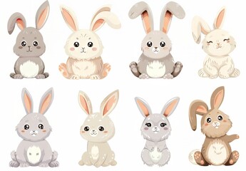 Cute bunnies: adorable bunny art featuring chubby cheeks, expressive eyes. Easter-themed content