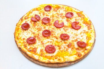 Delicious mixed pizza with rich content. Menu concept of choice and diversity. Pepperoni, Formaggi, Veggie, Karisik pizza