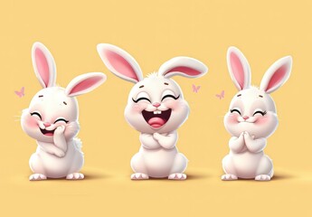 Fototapeta premium Cute bunnies: adorable bunny art featuring chubby cheeks, expressive eyes. Easter-themed content