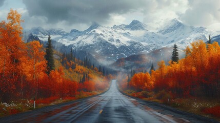 Serpentine mountain road, lush greenery and blue sky. Scenic route natural landscape, travel adventure concept.