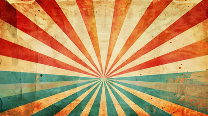 Vintage Sun Retro Banner, colorful Grunge Sunburst Illustration - obrazy, fototapety, plakaty